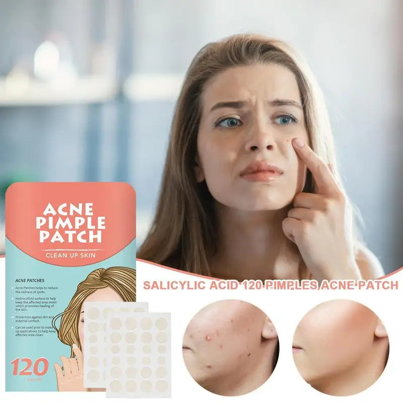 Fast Healing Pimple Patches(Transparent/Invisible) for Face Hydrocolloid 120Pcs Blemish Patches Acnes Dots Pimple Patches Acnes Patches for Skin Care Spot Stickers, Waterproof